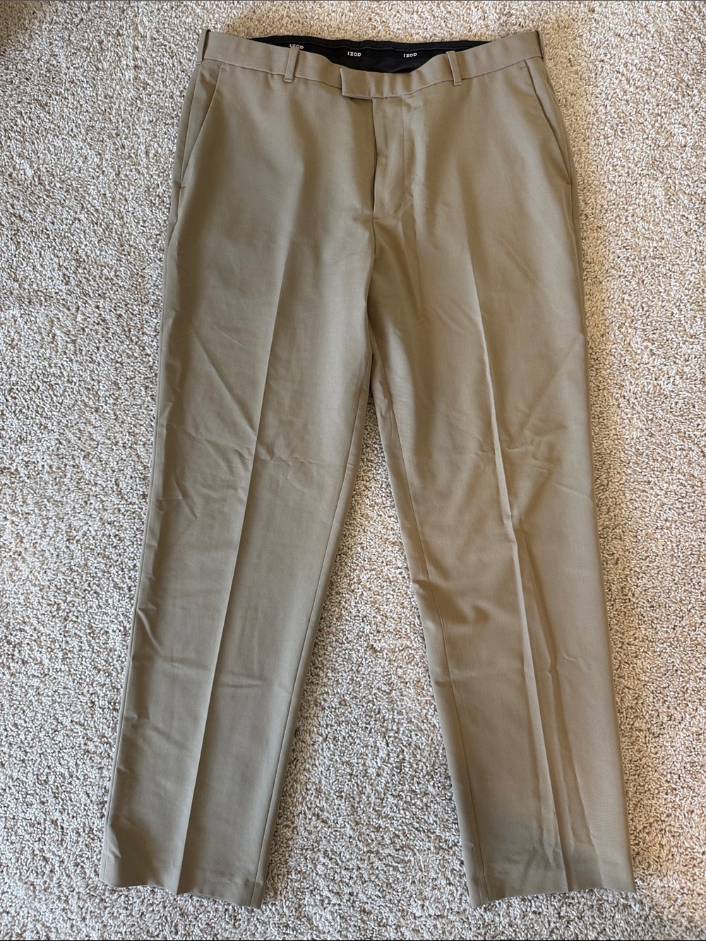 IZOD Men’s Khaki Dress Pants 36x32 Straight Fit Stretch Performance